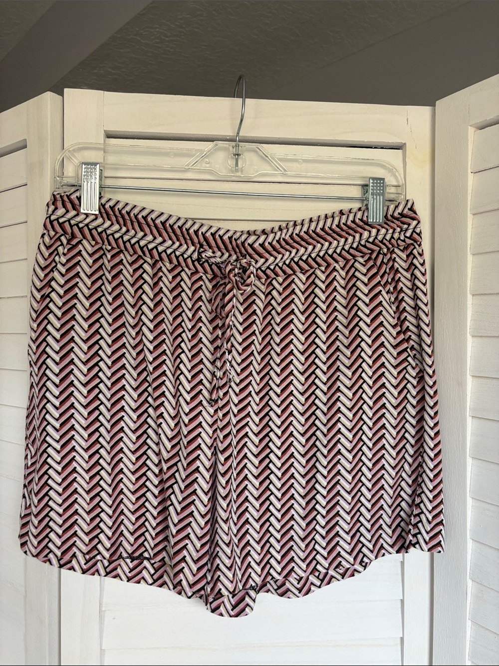 LOFT Pink, Black & White Chevron Shorts